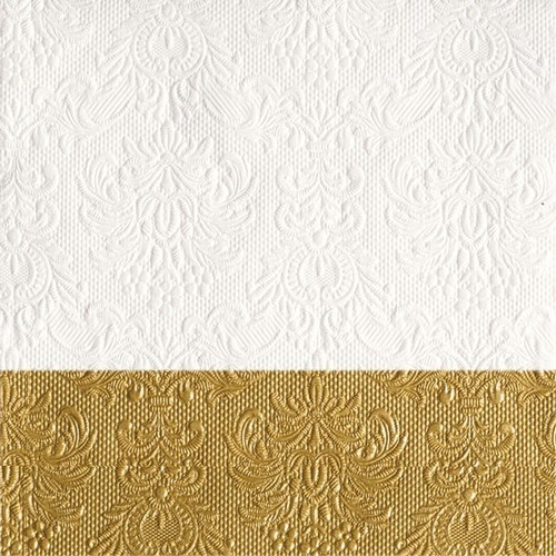15 geprägte Servietten Elegance dip gold - Elegante Kombination weiß-gold 33x33cm