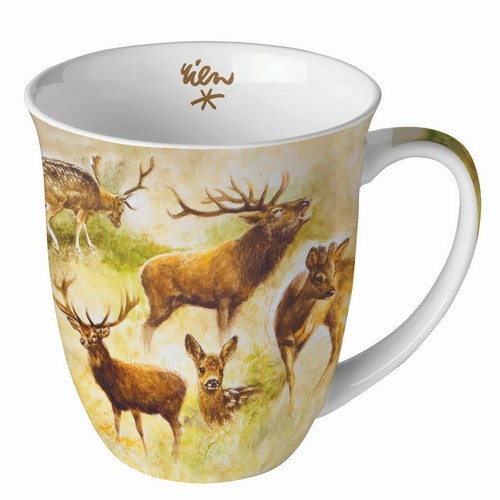 Tasse aus Porzellan Collage of Deers - Colllage an Hirsche und Rehe 0,4L, Höhe 10,5cm