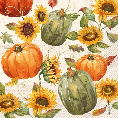 20 napkins Glory Harvest - pumpkins and sunflowers 33x33cm