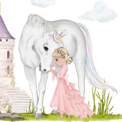 20 Servietten Unicorn & Princess - Liebevolles Kind mit Einhorn 33x33cm