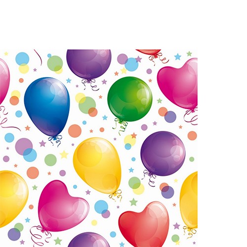 20 kleine Cocktailservietten Glossy Balloons - Kunterbunte Ballonparty 25x25cm