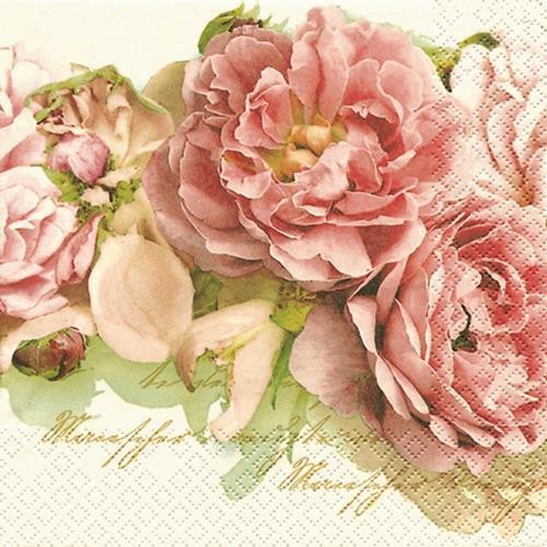 20 Servietten Mary Roses - Edle Rosen 33x33cm