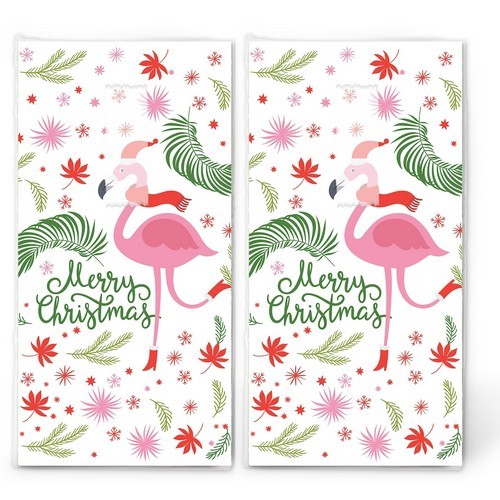 2x 10 Taschentücher Dino Fun - Flamingo an Weihnachten