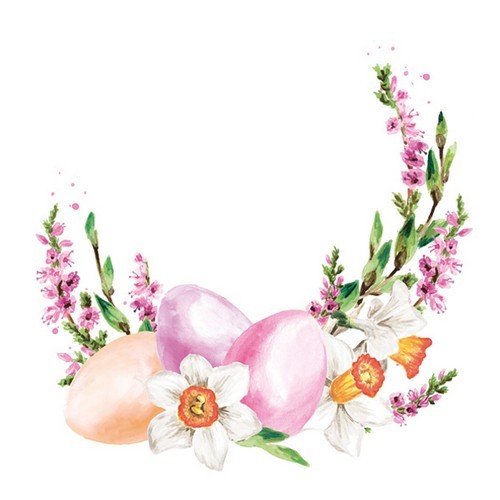 20 Servietten Watercolour Easter Wreath - Frühlingskranz mit Ostereier 33x33cm