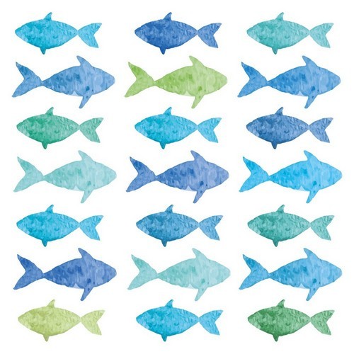 20 Servietten Aquarell Fishes - Aquarell Fische 33x33cm