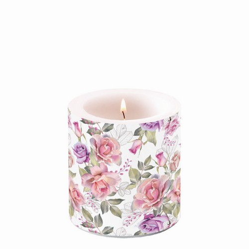Candle round small Josephine - roses in the most beautiful shape Ø7.5cm, height 9cm