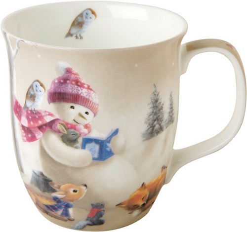 Tasse aus Porzellan Bedtime Storys - Schneemann liest den Tieren vor 0,375L, Höhe 10cm