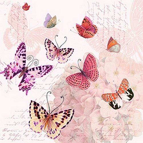 20 Servietten Butterfly Romance - Symphonie der Schmetterlinge 33x33cm