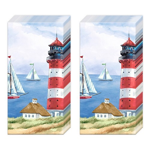 2x 10 handkerchiefs Seelust - lighthouse overlooks the sea
