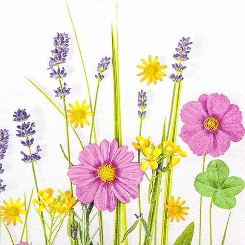 20 Servietten Floral Summer - Sommerliche Gräser und Blumen 33x33cm