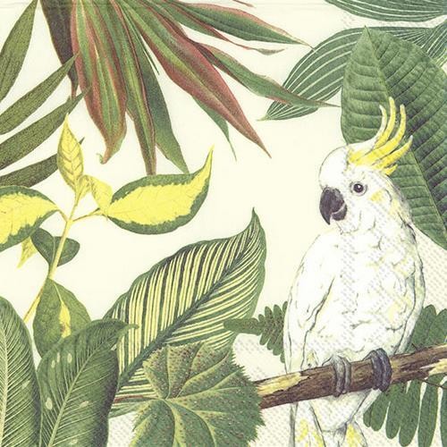 20 Servietten Cockatoo cream – Kakadu im Baum 33x33cm