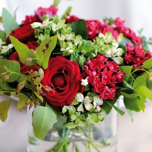 20 Servietten Red Bouquet - Roter Rosenstrauß 33x33cm