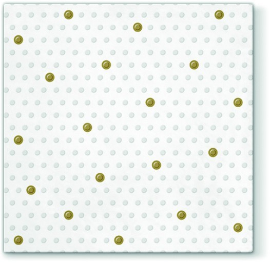 RP 20 Servietten geprägt Inspiration Dots Spots white-gold - Zarte Punkte weiß-gold 33x33cm