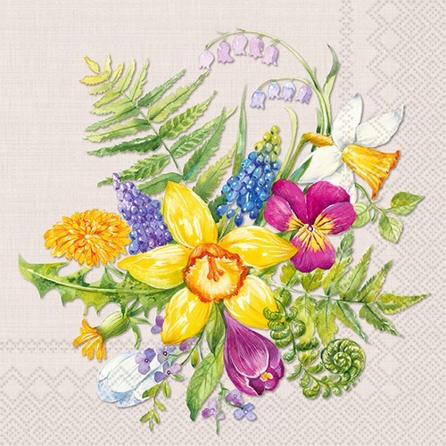 20 napkins Flower Love - cutout of spring meadow 33x33cm