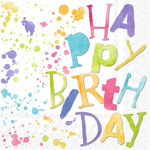 20 Napkins Birthday Splashes - Happy Birthday with dots 33x33cm