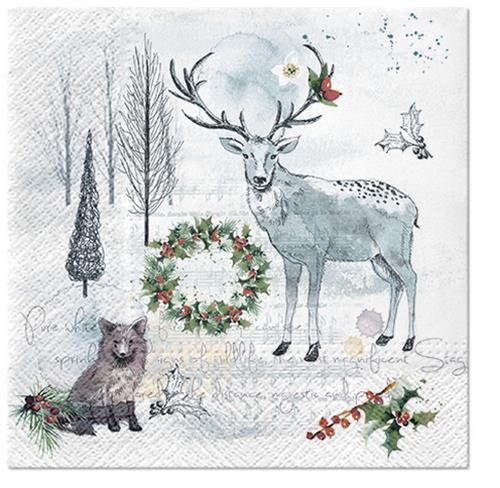 20 Servietten Watercolor Winter – Wintertiere in Wasserfarben 33x33cm