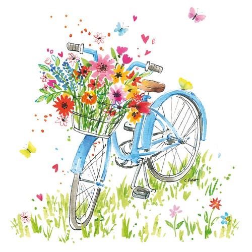 20 Napkins Ride my Bike - bicycle with flower basket 33x33cm