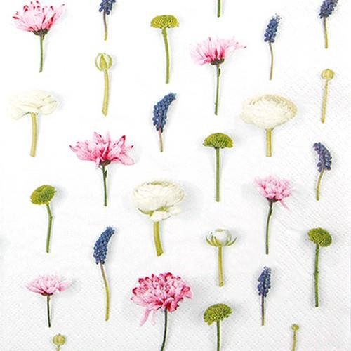 20 Servietten Flower Composition - Einzelne Gräser und Blumen 33x33cm