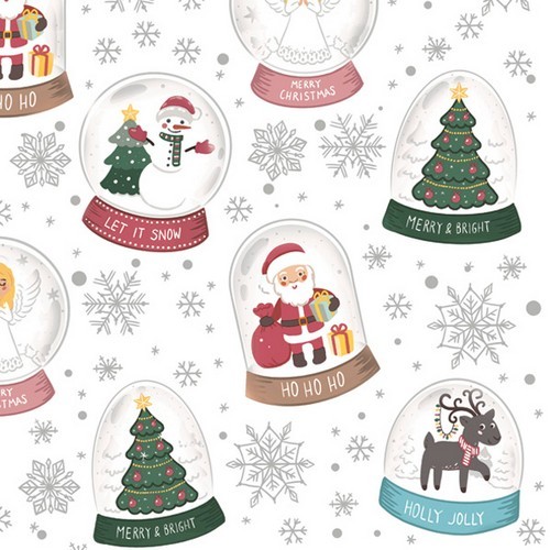 20 Servietten Christmas Snow Globes - Schneekugeln für Weihnachten 33x33cm