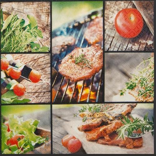 20 Servietten Tasty Barbecue - Collage vom Grill 33x33cm