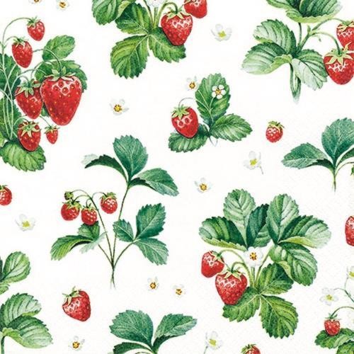 20 Servietten Strawberry Pattern - Muster an Erdbeeren 33x33cm