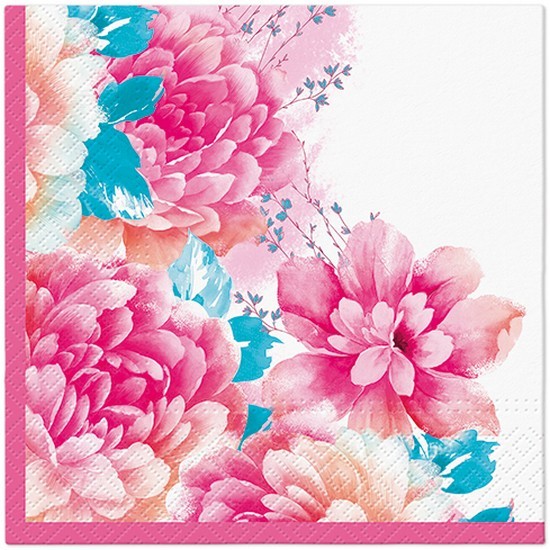 20 Servietten Scent of Spring - Sanfte, rosa Blumen 33x33cm