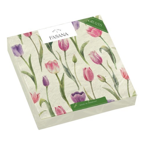20 napkins sustainable grass Romantic Tulips - Beautiful single tulips 33x33cm