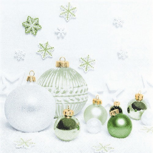 20 Servietten Green Harmony - Weihnachtsdeko weiß-grün 33x33cm