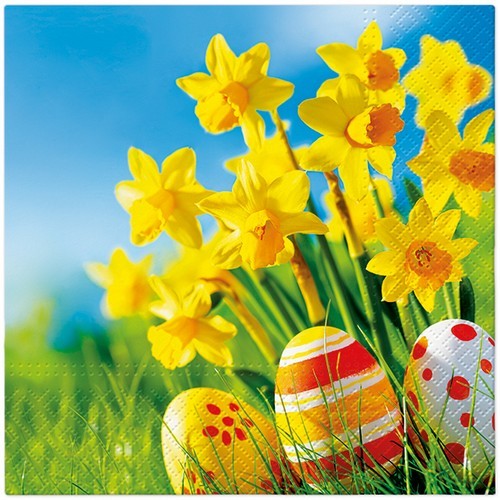20 napkins Eggs Among Daffodils - Easter eggs among daffodils 33x33cm