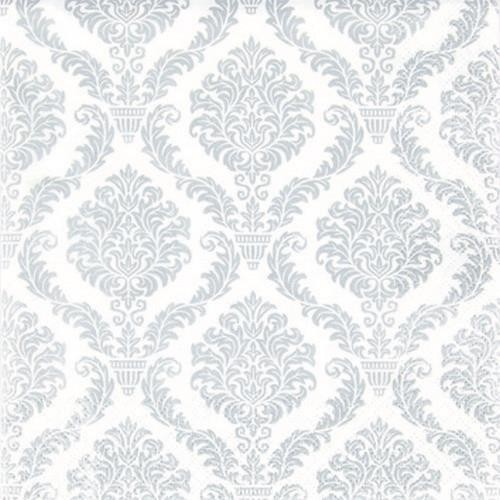 12 Airlaid Servietten Elegant silver - Muster silber 40x40cm