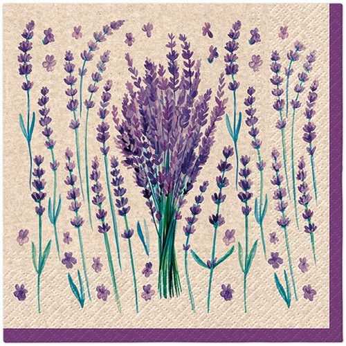 20 Servietten aus Recycling Papier We care Lavender Charm - Lavendel gebündelt 33x33cm