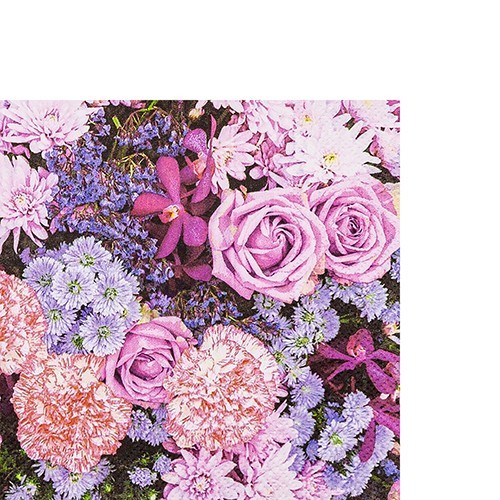 20 kleine Cocktailservietten Lilac Flowers - Blumen in rosa und flieder 25x25cm
