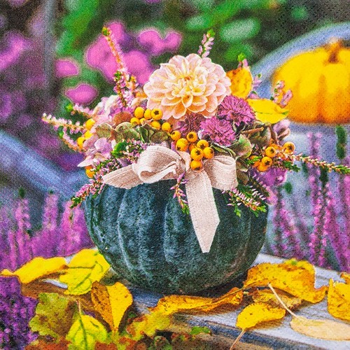20 napkins Pumpkin Arrangement - flowers in pumpkin 33x33cm