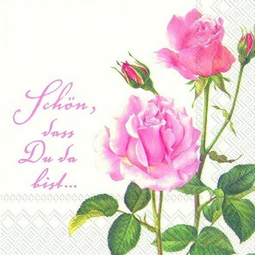 20 Servietten A Rose for you, white - Schöne Rosen mit Spruch 33x33cm