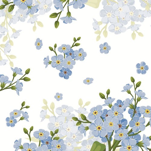 20 Bloem napkins - Blue flowers everywhere 33x33cm
