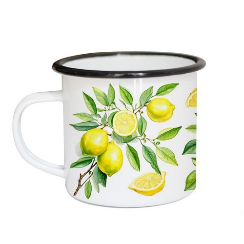 Emailletasse Yellow Lemons - Gelbe Zitronen 0,3L, Höhe 8cm