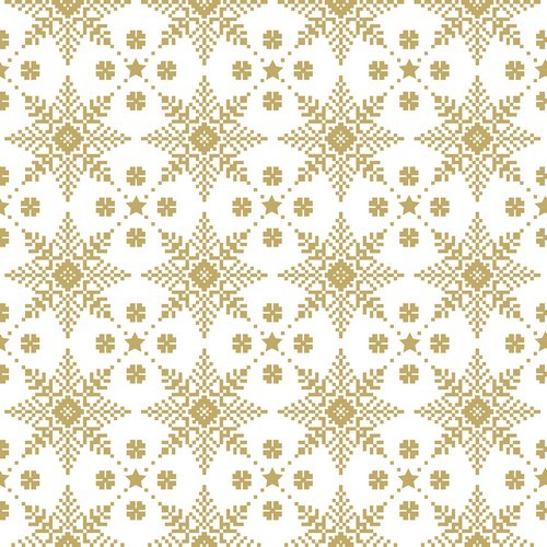20 Servietten Golden Snow - Muster aus goldenen Schneeflocken weiß 33x33cm