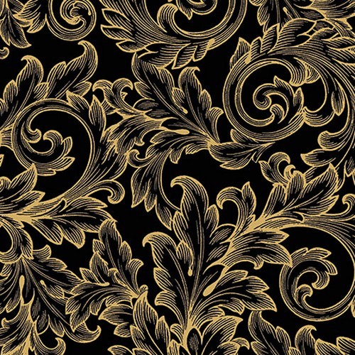 20 napkins Baroque gold/black - Baroque wings gold-black 33x33cm