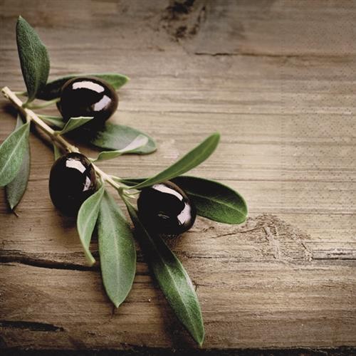 AV 20 Servietten Olives on a Wood - Oliven auf Holz 33x33cm