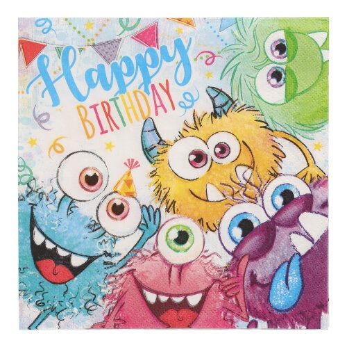 20 napkins Funny Monsters - Monsters celebrate birthday 33x33cm