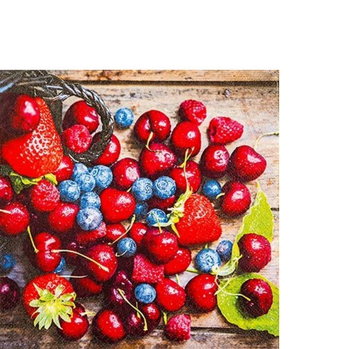 20 kleine Cocktailservietten Tasty Berries - Beeren aus dem Garten 25x25cm
