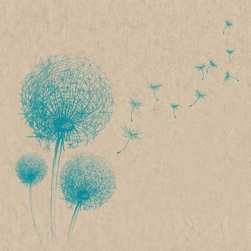 25 napkins sustainable Fly away - Flying dandelion flowers 33x33cm