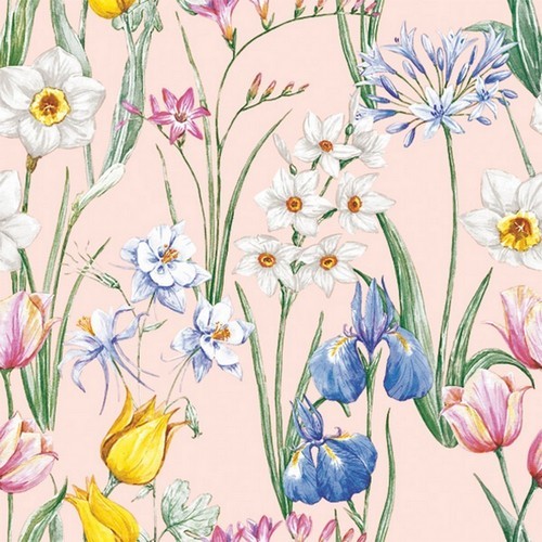 20 Servietten Spring Flowers Meadow - Wiese an sanften Frühlingsblumen 33x33cm