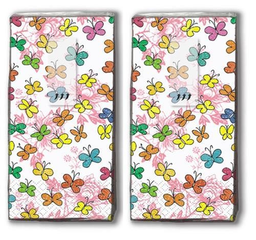2x 10 Taschentücher Colourful Papillons - Farbenfrohe Schmetterlinge