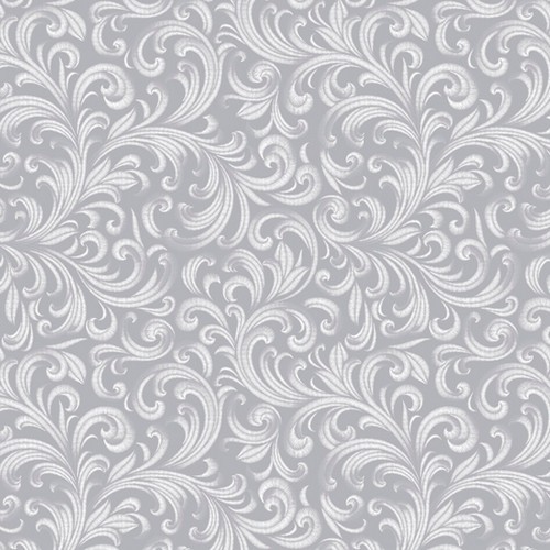 20 Servietten Wallpaper Ornament silver - Ranken Barock-Stil weiß auf silber 33x33cm