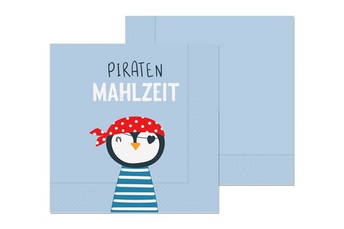 20 Servietten Pinguin - Piraten Mahlzeit 33x33cm