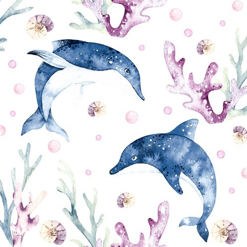 20 Servietten Playing Dolphins - Delphine unter Wasser 33x33cm