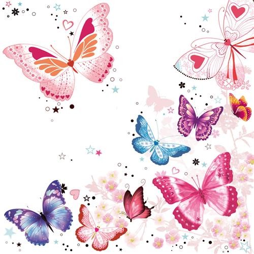 20 Servietten Sparkle Butterflies 33x33cm