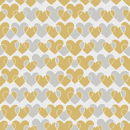20 Servietten Endless Hearts - Kleine Herzen silber & gold 33x33cm