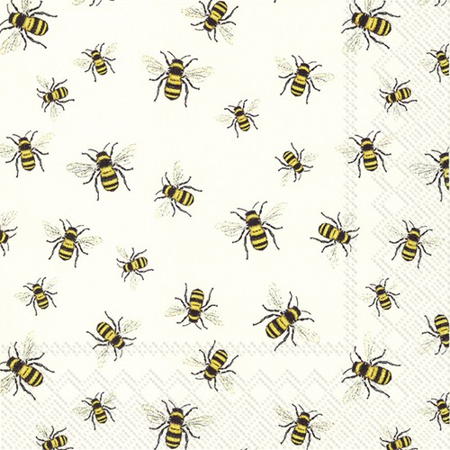 20 Servietten Lovely Bees white - Überall Bienen 33x33cm